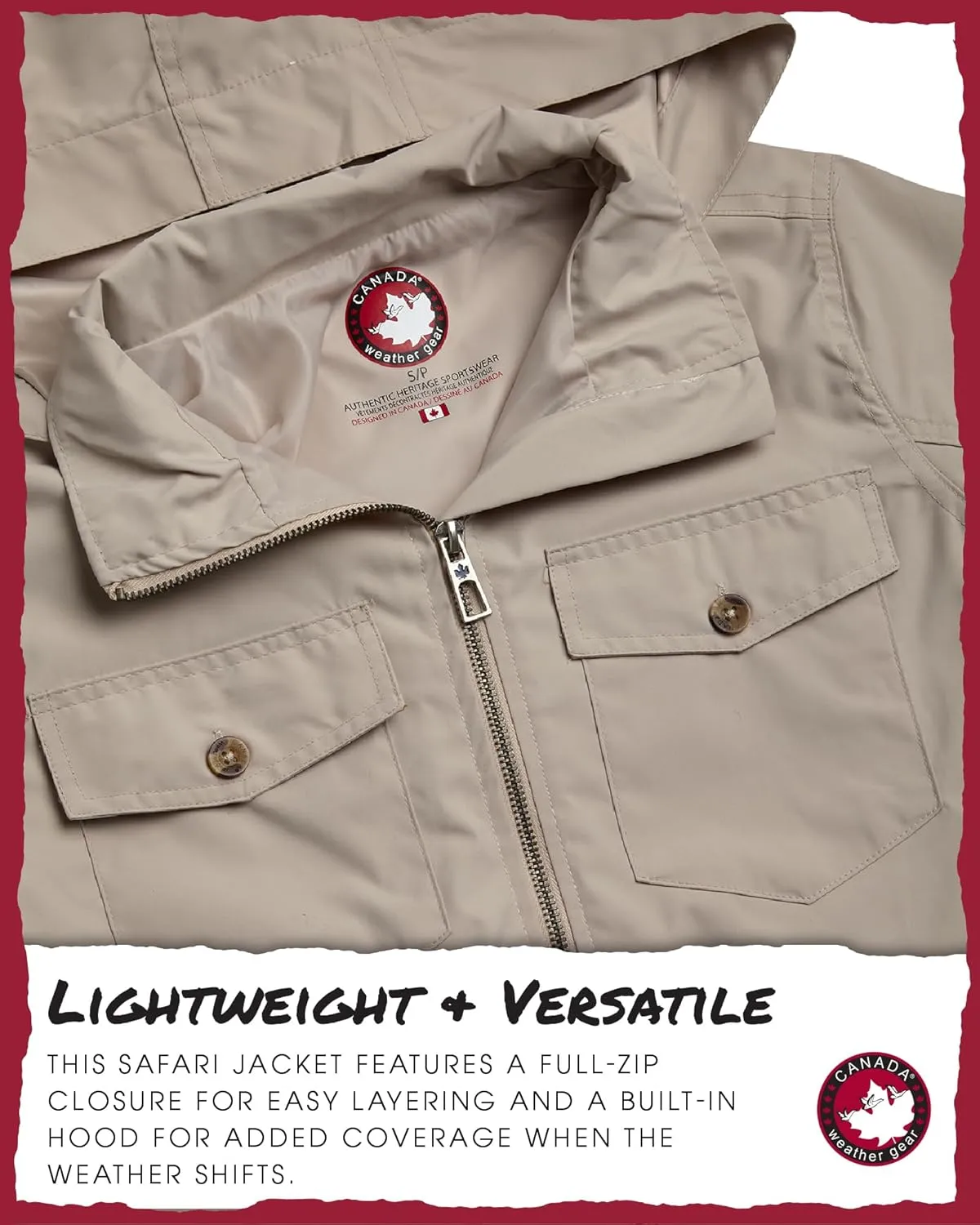 CANADA WEATHER GEAR Womens Utility Jacket - Long Sleeve Zip Up Hooded Safari Military Anorak Jackets for Women (Sizes: S-2XL)