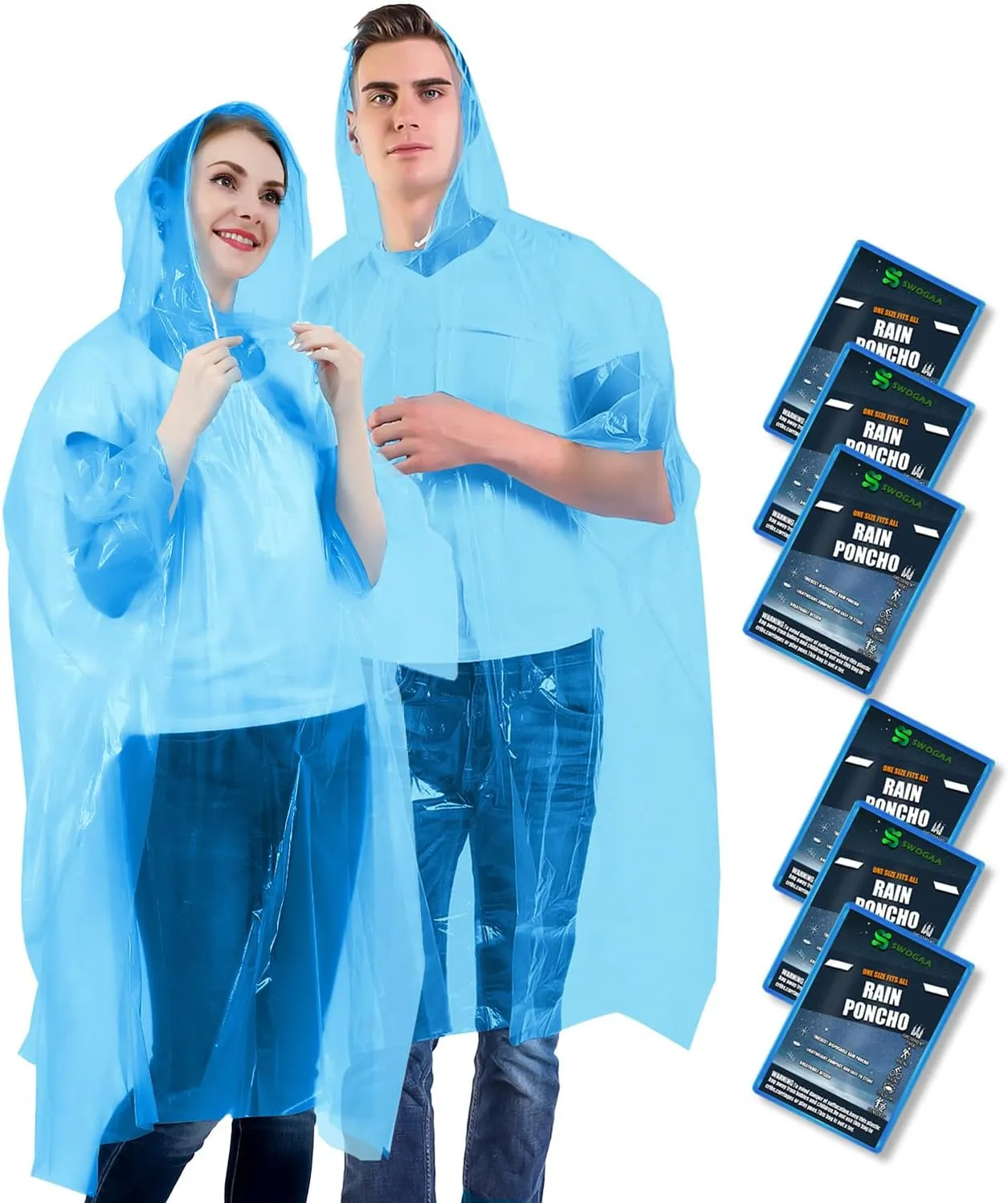 Disposable Rain Ponchos for Kids 6 Pack/Adults 10 and 6 Pack/Ponchos Family 6 Pack Extra Thicker Emergency Ponchos