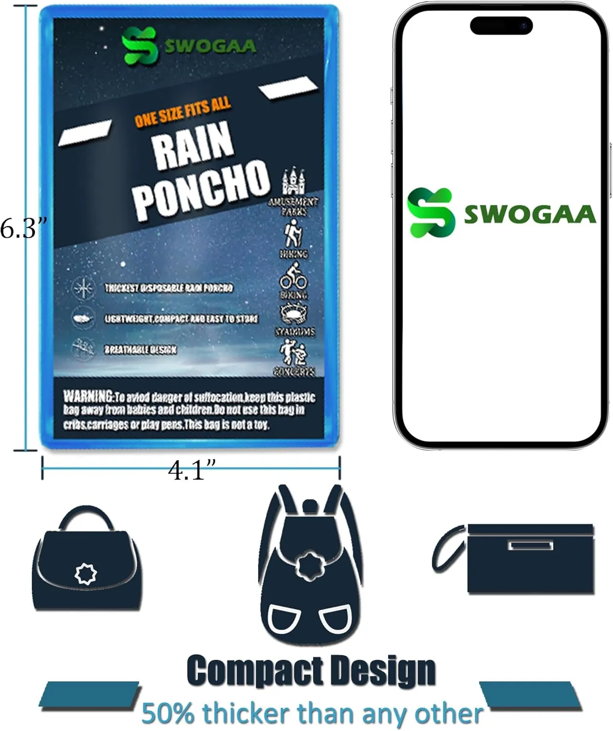Disposable Rain Ponchos for Kids 6 Pack/Adults 10 and 6 Pack/Ponchos Family 6 Pack Extra Thicker Emergency Ponchos
