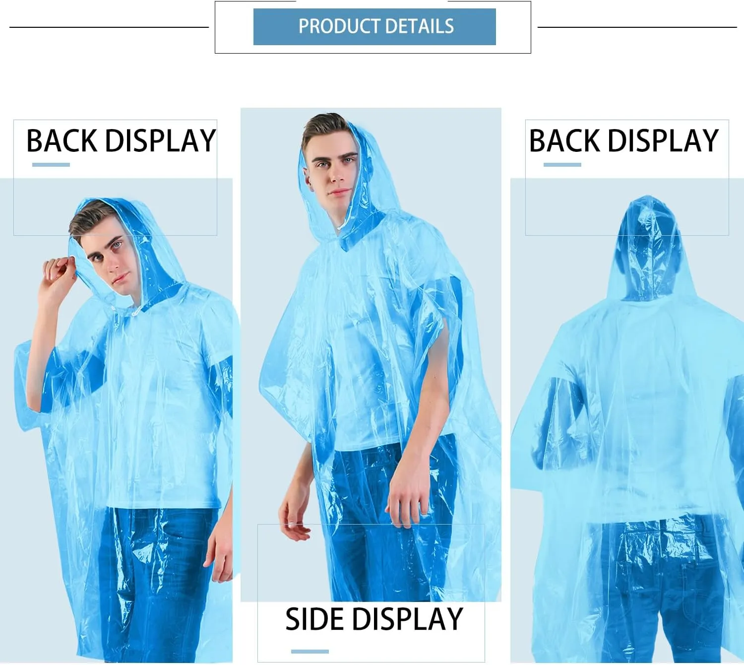 Disposable Rain Ponchos for Kids 6 Pack/Adults 10 and 6 Pack/Ponchos Family 6 Pack Extra Thicker Emergency Ponchos