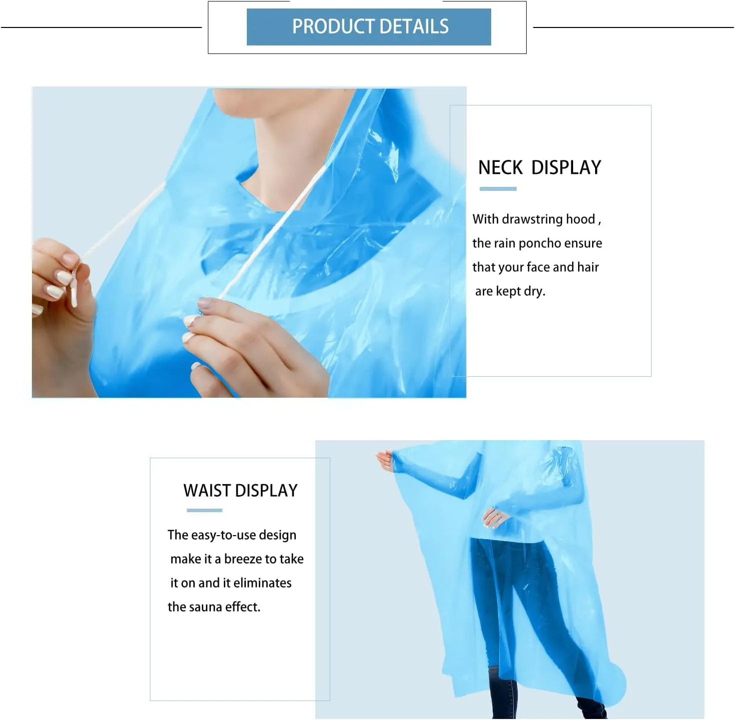 Disposable Rain Ponchos for Kids 6 Pack/Adults 10 and 6 Pack/Ponchos Family 6 Pack Extra Thicker Emergency Ponchos