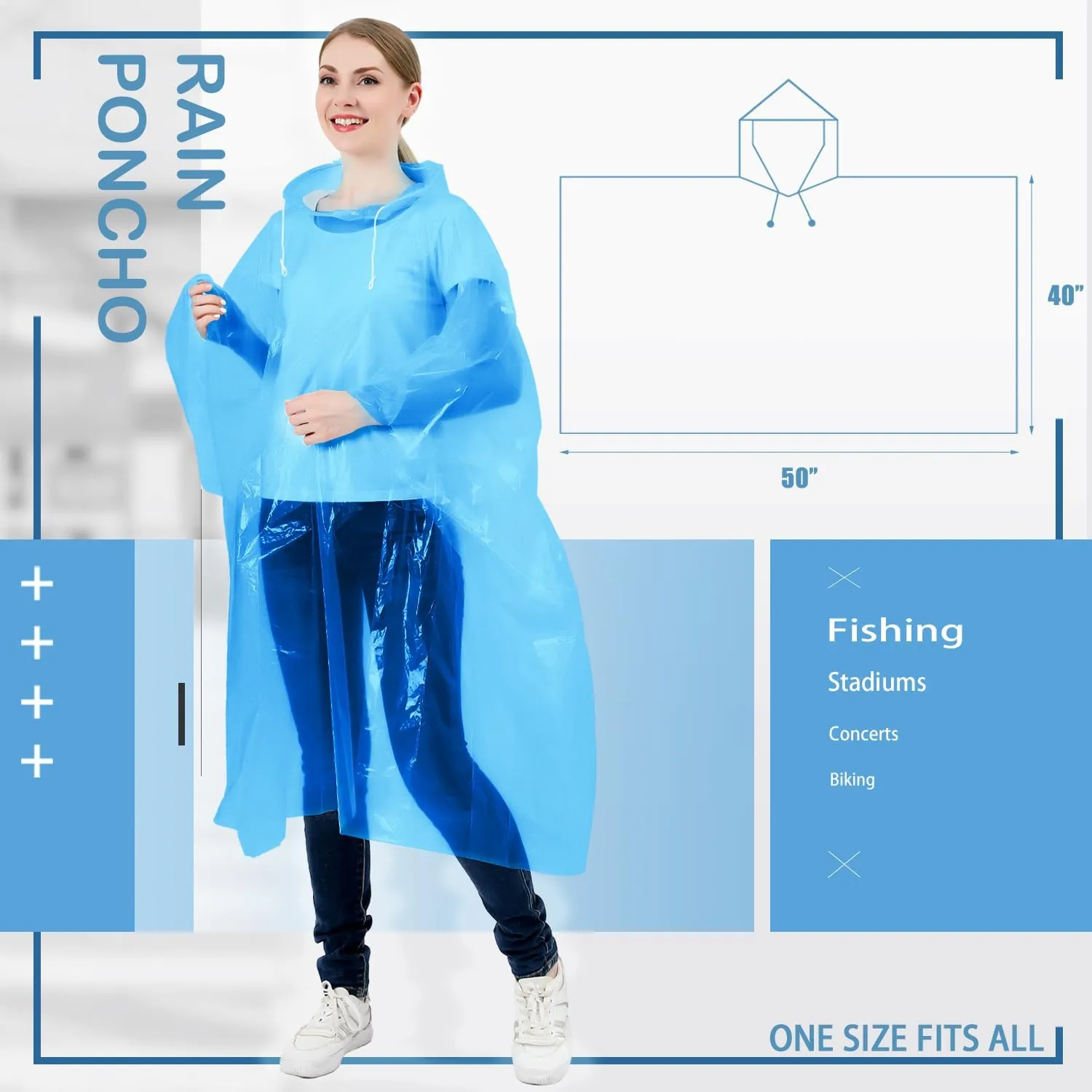 Disposable Rain Ponchos for Kids 6 Pack/Adults 10 and 6 Pack/Ponchos Family 6 Pack Extra Thicker Emergency Ponchos