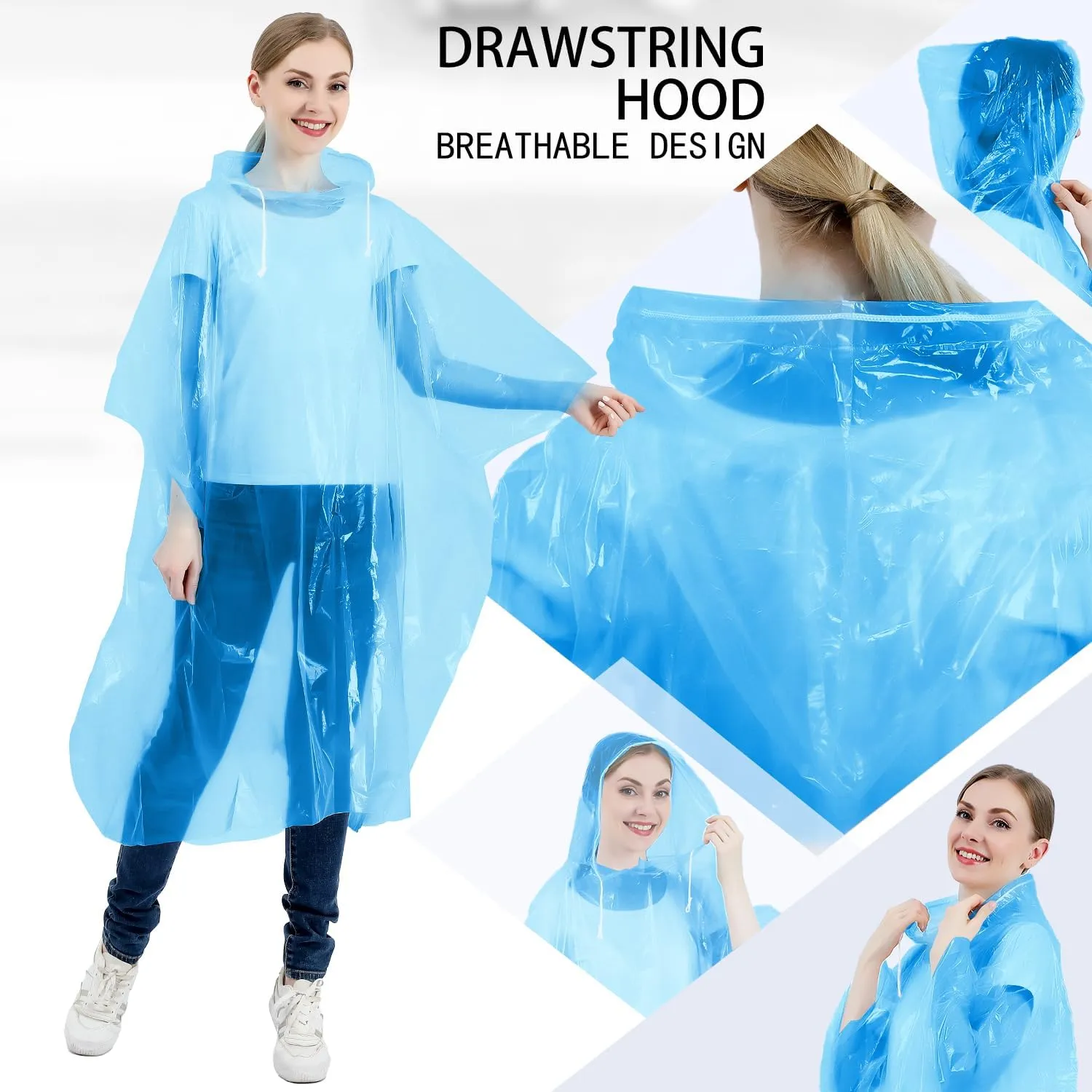 Disposable Rain Ponchos for Kids 6 Pack/Adults 10 and 6 Pack/Ponchos Family 6 Pack Extra Thicker Emergency Ponchos