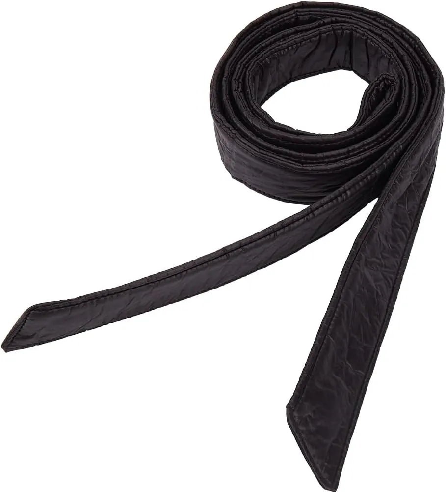 GORGECRAFT 2 Yards Down Coat Ribbon Belt Black Down Coat Belt Cotton Cloth Belts Long Puffer Sash Waist Band Tunics Girdle Decoration Tie Knot Cinch Belt for Down Garment Accessory Women Ladies