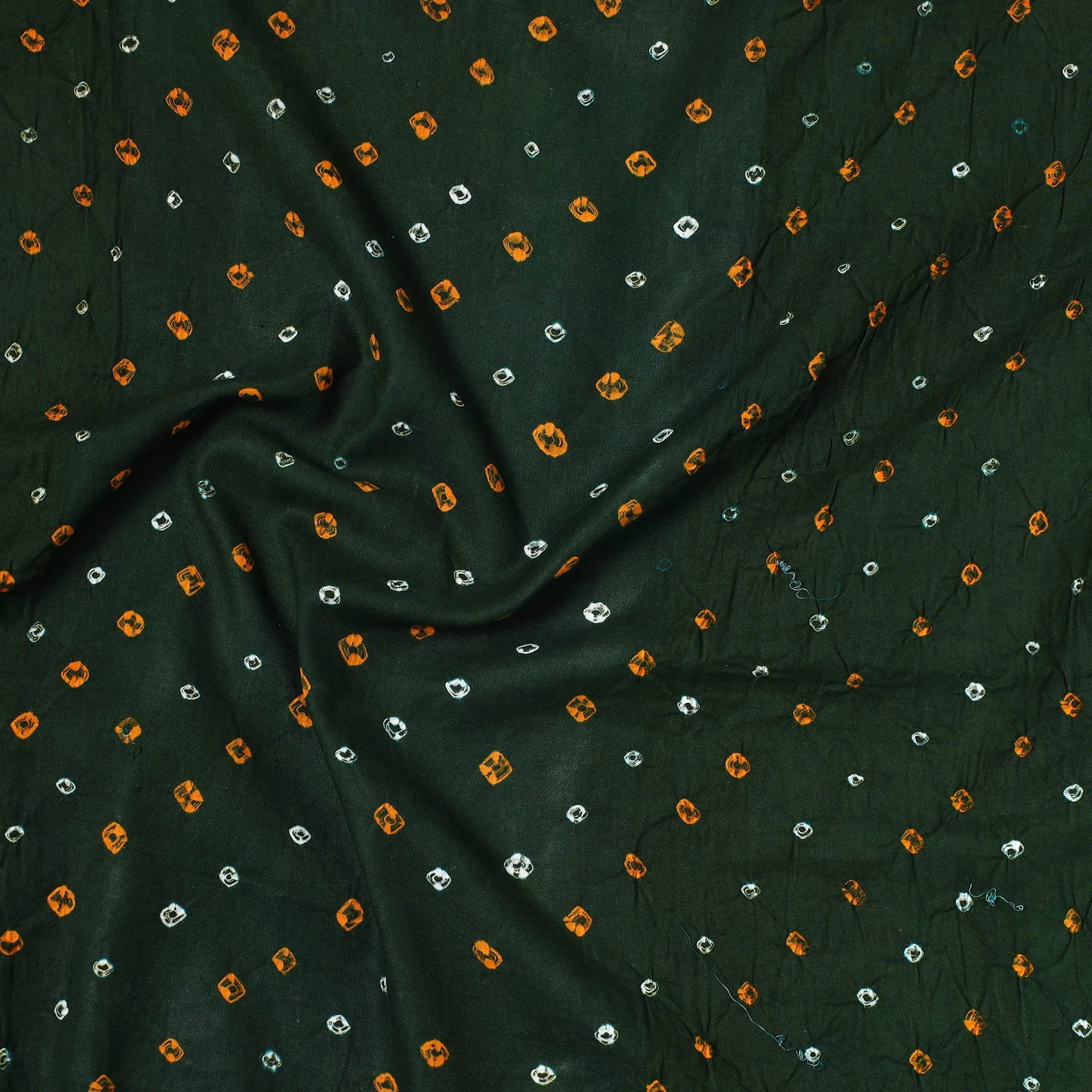 Green - Kutch Bandhani Tie-Dye Satin Cotton Precut Fabric (2 meter) 70