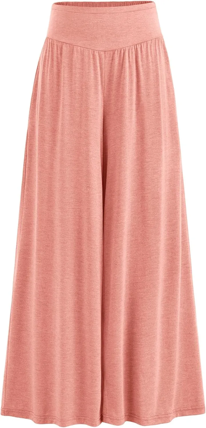 PRETTYGARDEN Women's Summer Wide Leg Trouser Pants Casual High Waisted Flowy Palazzo Lounge Pant with Pockets