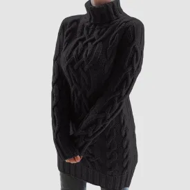 Womens Cable Knit Sweater Dress Turtleneck Long Sleeve Pullover Jumper Dresses Slim Fit Chunky Sweaters Fall Winter